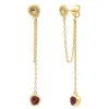 Lhasa long stud pierced earrings - red