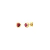 Lhasa pierced stud earrings in gold-tone metal and mother-of-pearl - red