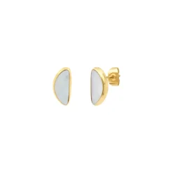Lhasa pierced stud earrings - white mother-of-pearl