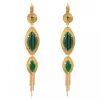 Long sleeper earrings, Sun design - green
