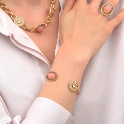 Louise adjustable bangle bracelet - pink