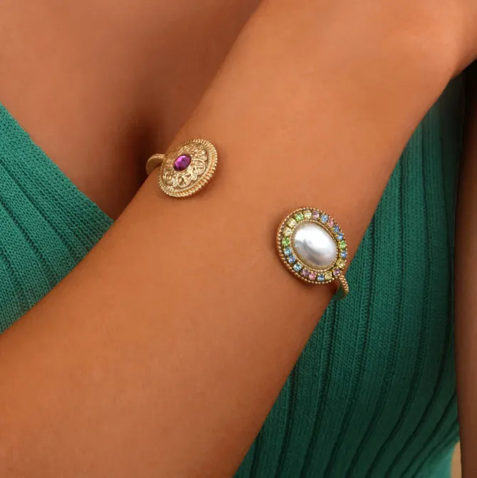 Louise adjustable bangle bracelet - white