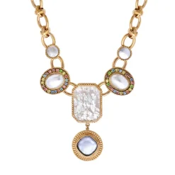 Louise cabochon necklace - white