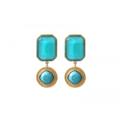 Louise clip-on drop earrings - turquoise