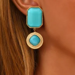 Louise clip-on drop earrings - turquoise