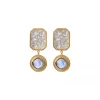 Louise clip-on drop earrings - white