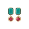 Louise clip-on earrings - turquoise and red