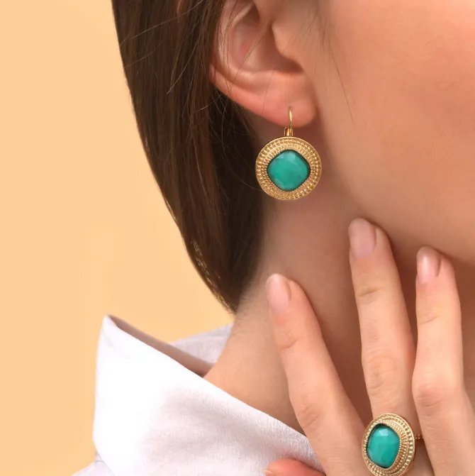 Louise delicate sleeper earrings - turquoise