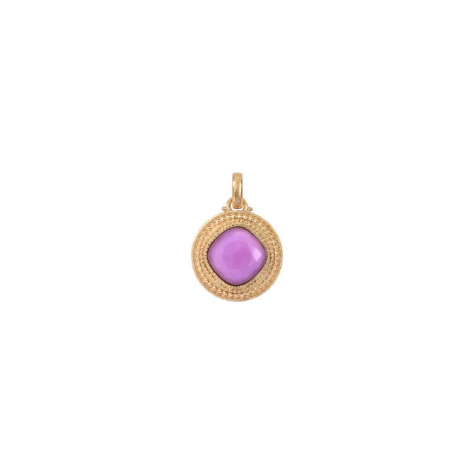 Louise faceted cabochon pendant necklace - pink