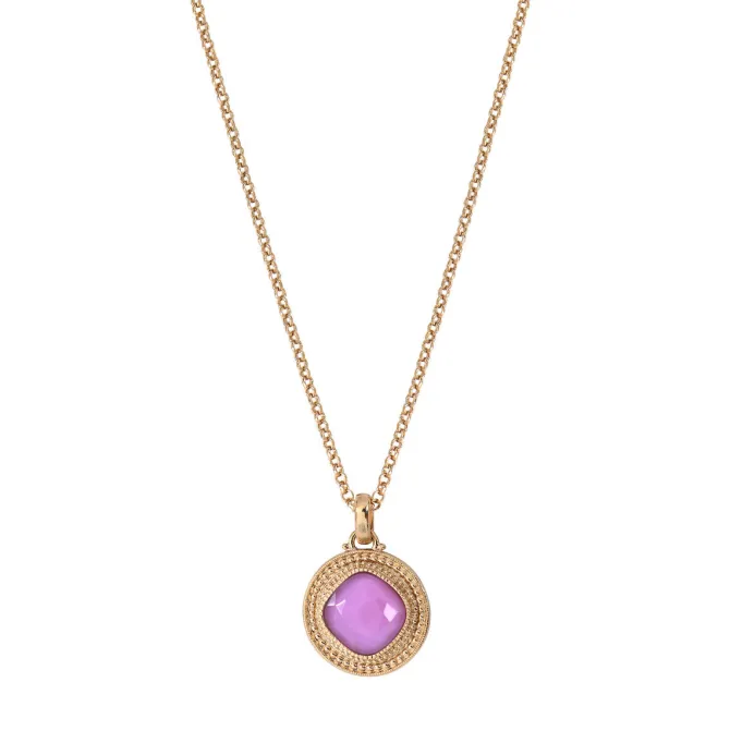 Louise faceted cabochon pendant necklace - pink