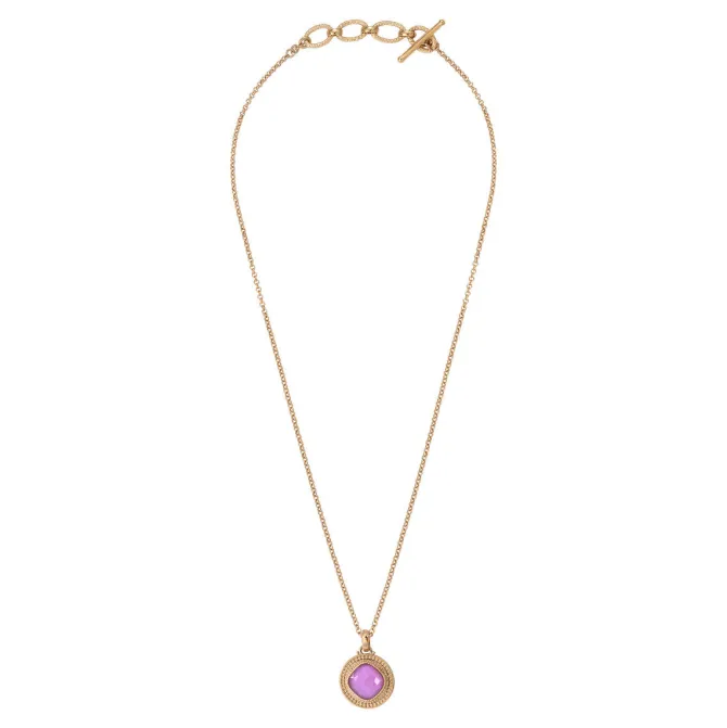 Louise faceted cabochon pendant necklace - pink