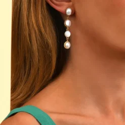 Louise long pierced stud earrings - white