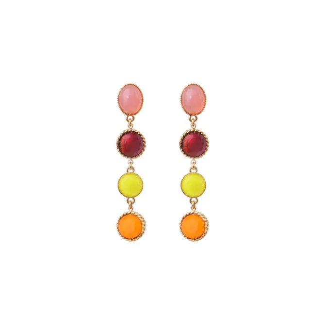 Louise long stud earrings for pierced ears - red