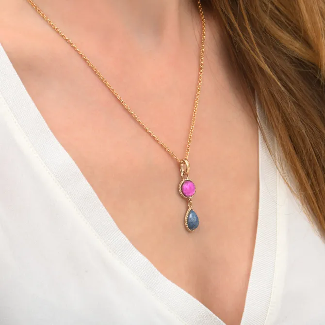 Louise pendant necklace - blue