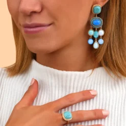 Louise pierced stud earrings - turquoise