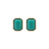 Louise rectangular clip-on earrings - turquoise