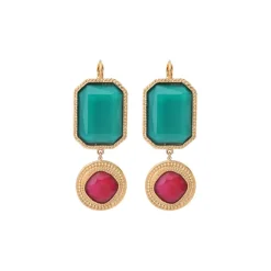 Louise sleeper earrings - turquoise and red