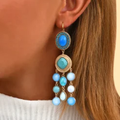 Louise sleeper earrings - turquoise and blue
