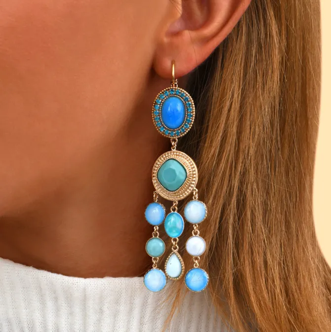 Louise sleeper earrings - turquoise and blue
