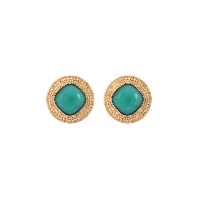 Louise thin clip-on earrings - turquoise