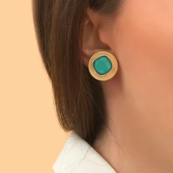 Louise thin clip-on earrings - turquoise