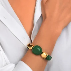 Loulou adjustable bracelet – green and gold