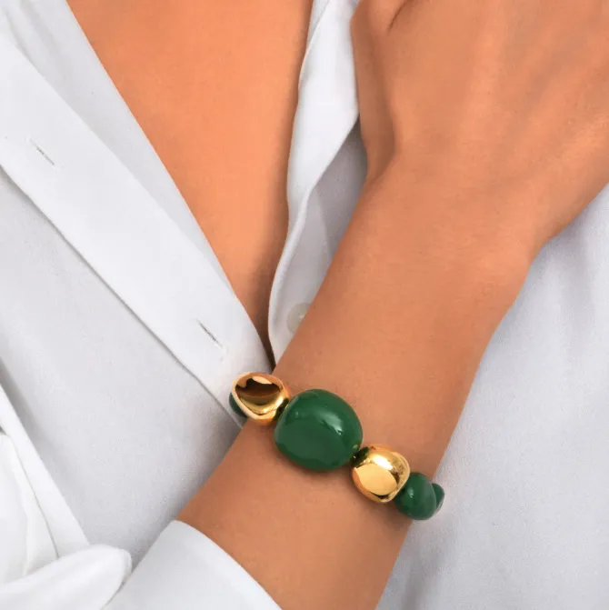 Loulou adjustable bracelet – green and gold