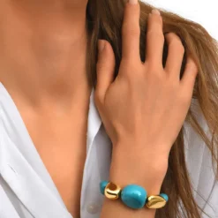 Loulou adjustable bracelet – turquoise and gold