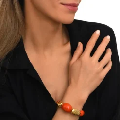 Loulou adjustable bracelet – orange and gold