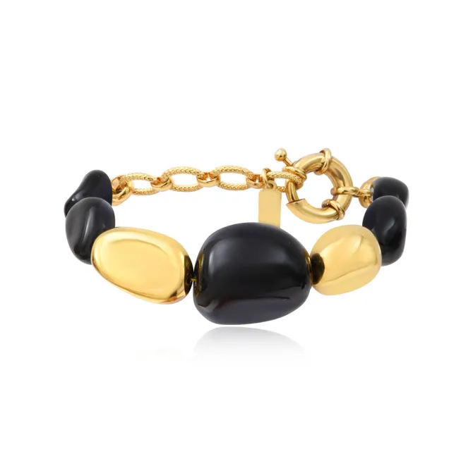 Loulou adjustable bracelet – black and gold