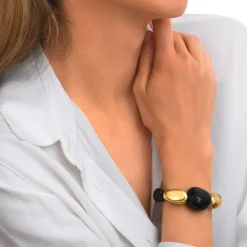 Loulou adjustable bracelet – black and gold