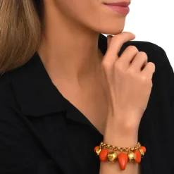 Loulou adjustable chain bracelet – orange and gold