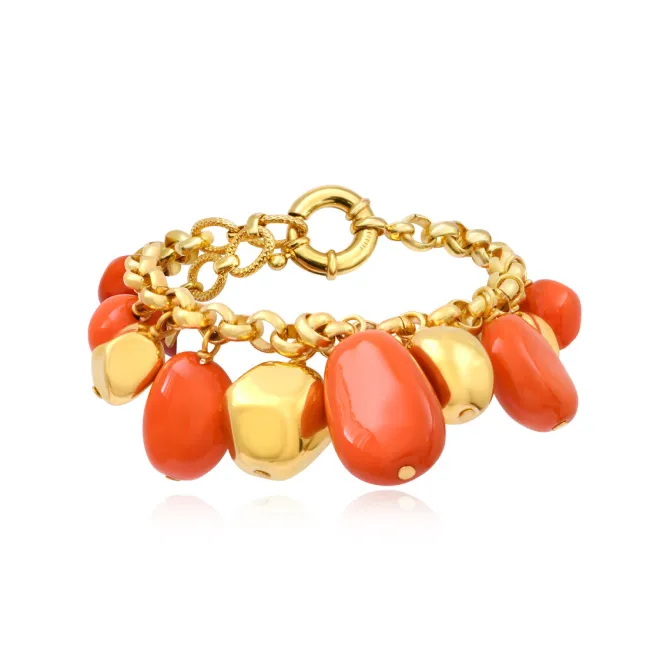 Loulou adjustable chain bracelet – orange and gold