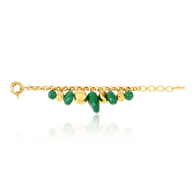 Loulou adjustable chain bracelet – green and gold