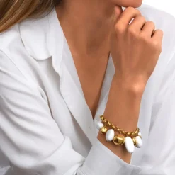 Loulou adjustable chain bracelet – gold and white