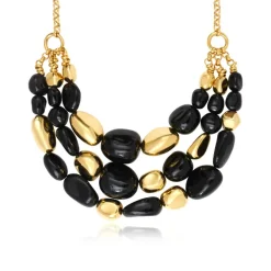 Loulou bib necklace – black and gold