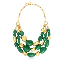 Loulou bib necklace – green and gold