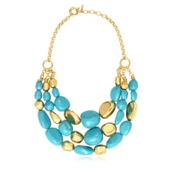 Loulou bib necklace – turquoise and gold