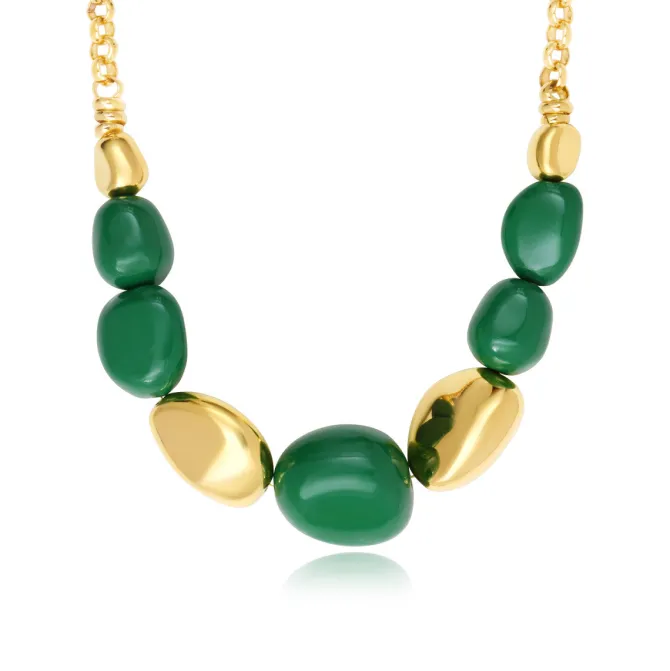 Loulou chain necklace – green and gold