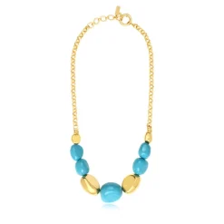 Loulou chain necklace – turquoise and gold