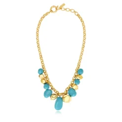 Loulou chunky chain necklace – turquoise and gold