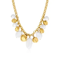 Loulou chunky chain necklace – gold and white