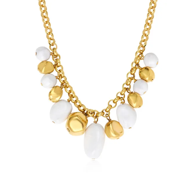 Loulou chunky chain necklace – gold and white