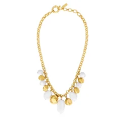 Loulou chunky chain necklace – gold and white