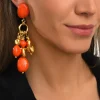 Loulou clip-on earrings – orange and gold