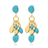 Loulou clip-on earrings – turquoise and gold