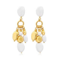 Loulou clip-on earrings – white and gold