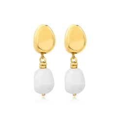 Loulou clip-on pendant earrings – white and gold