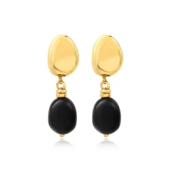 Loulou clip-on pendant earrings – black and gold