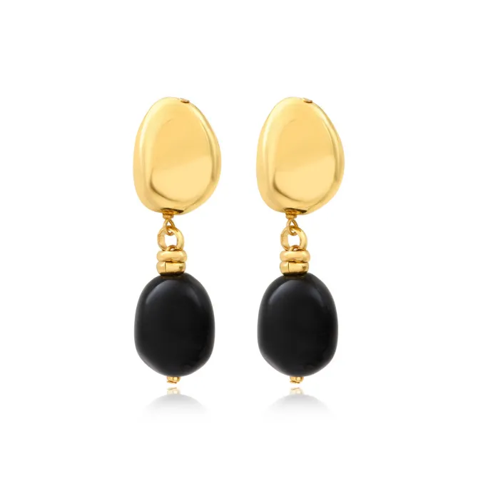 Loulou clip-on pendant earrings – black and gold